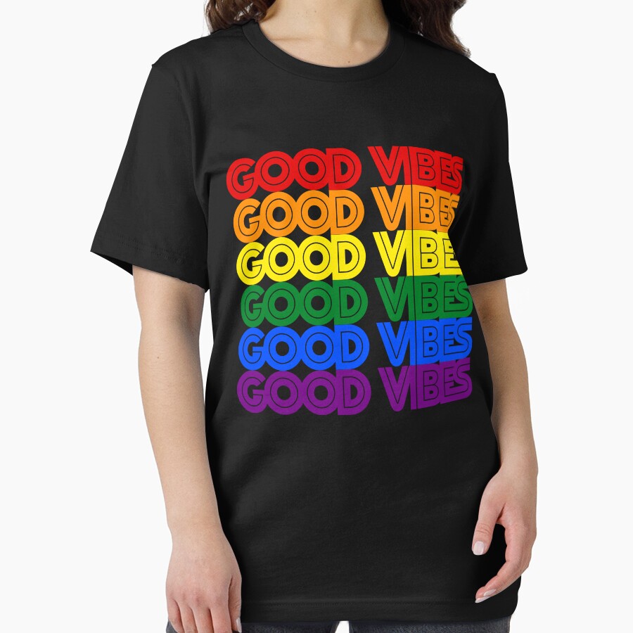 Bold font Good vibes quote pride colors by NerdnGeekshop T-Shirts, Hoodie, Sweatshirt | BlankRebels.com (Image 2)