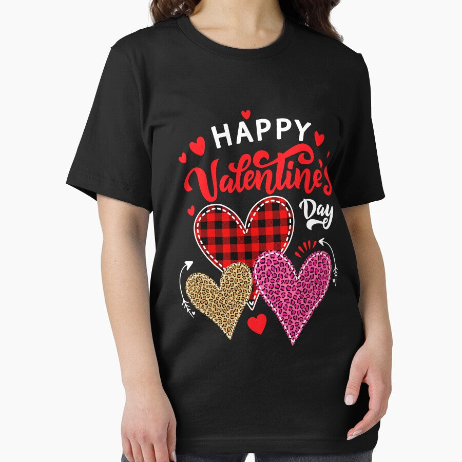 Happy Valentines Day Three Leopard And Plaid Hearts by AdamhollandShop T-Shirts, Hoodie, Sweatshirt (Image 2)