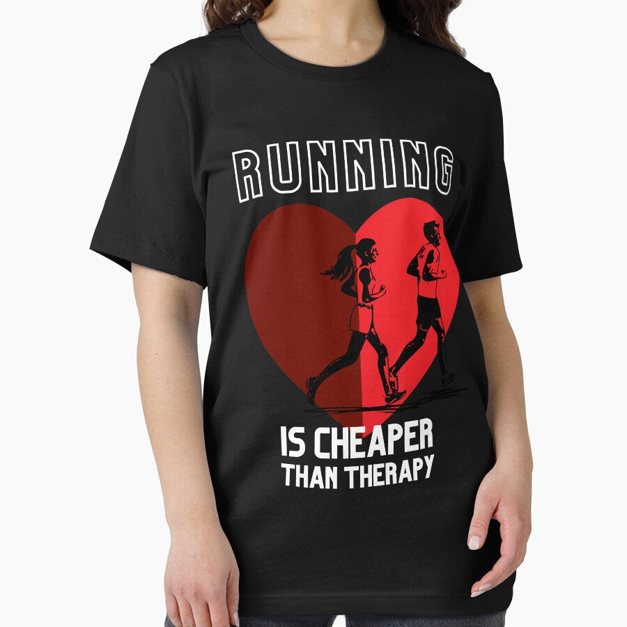 RUNNING IS CHEAPER THAN THERAPY - COUPLE RUNNING HEART by ARUN VASWANI T-Shirts, Hoodie, Sweatshirt (Image 2)