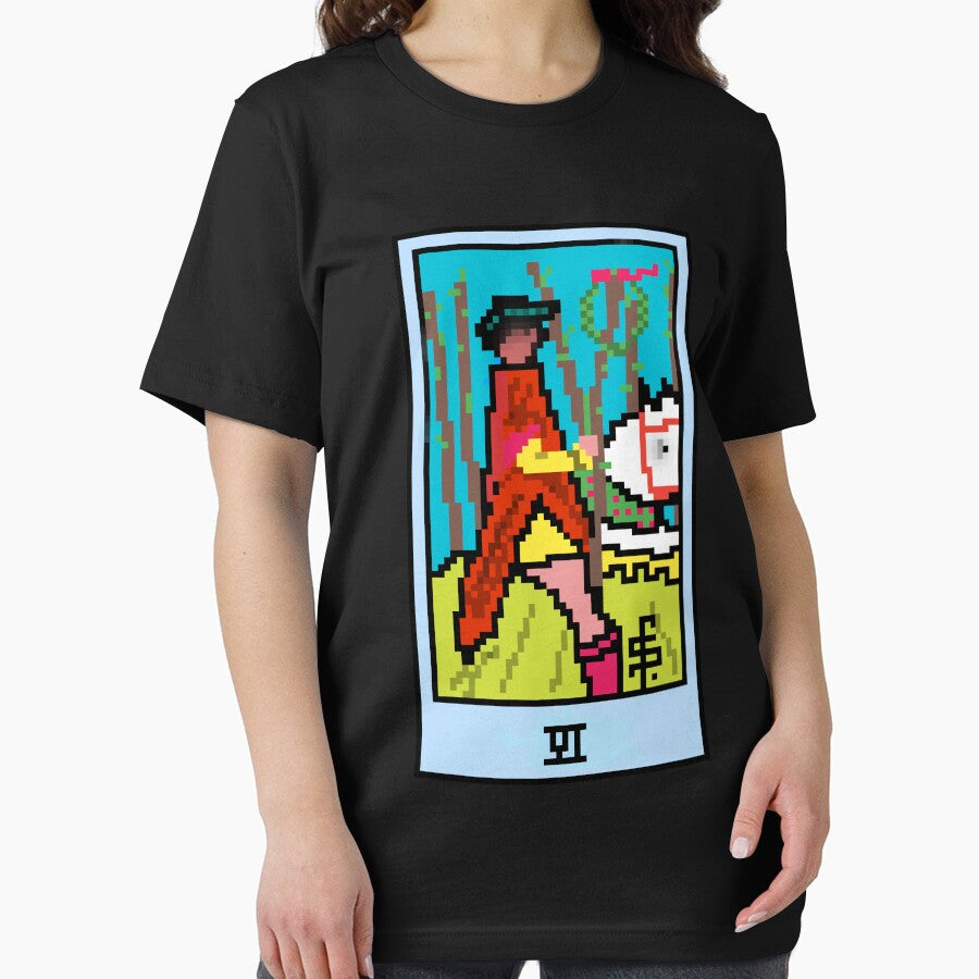 Wait, is this pixel art tarot? Black - Minor Arcana 'Six of Wands' (Design for T-shirt, stickers and other... (Image 2)