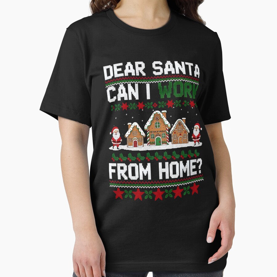 Funny Dear Santa Can I Work from Home Ugly Christmas Sweater by BakeryDozen