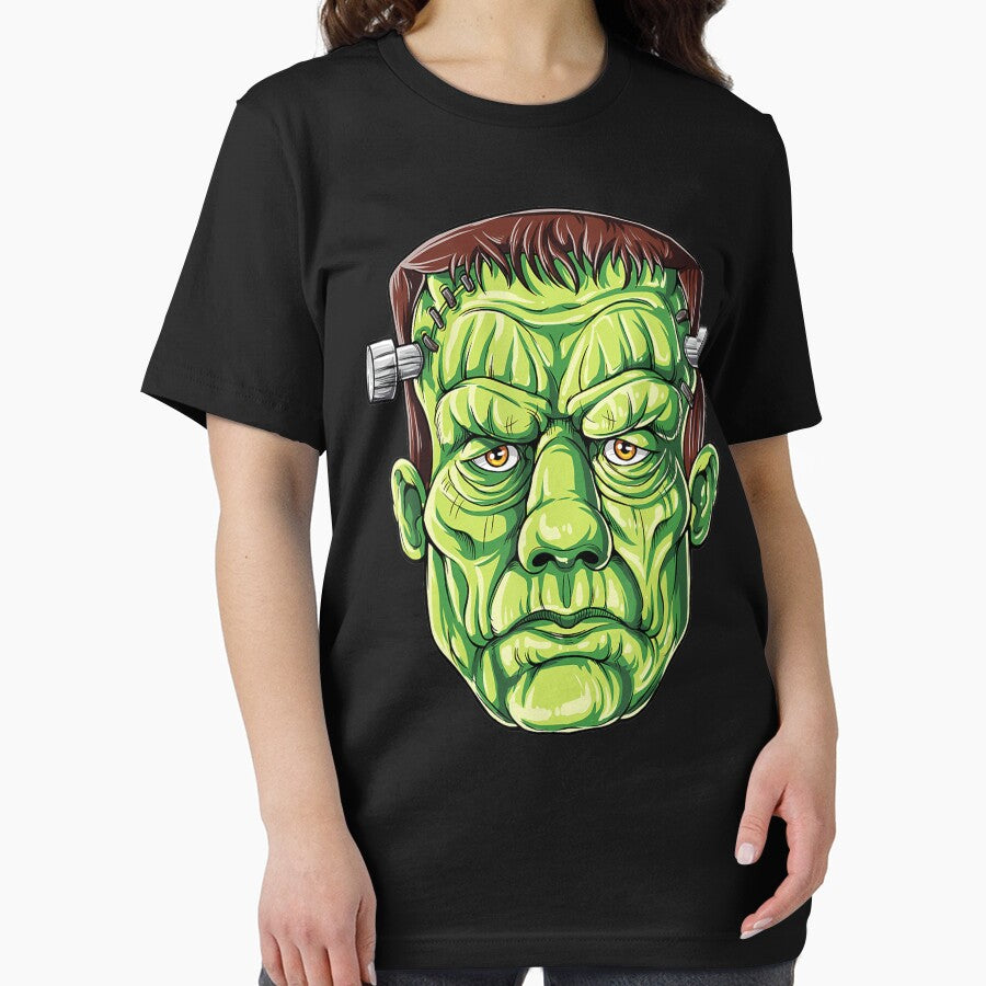 Frankenstein Face Funny Halloween Gifts Men Monster Zombie T-Shirt by ebonyvve8mattie
