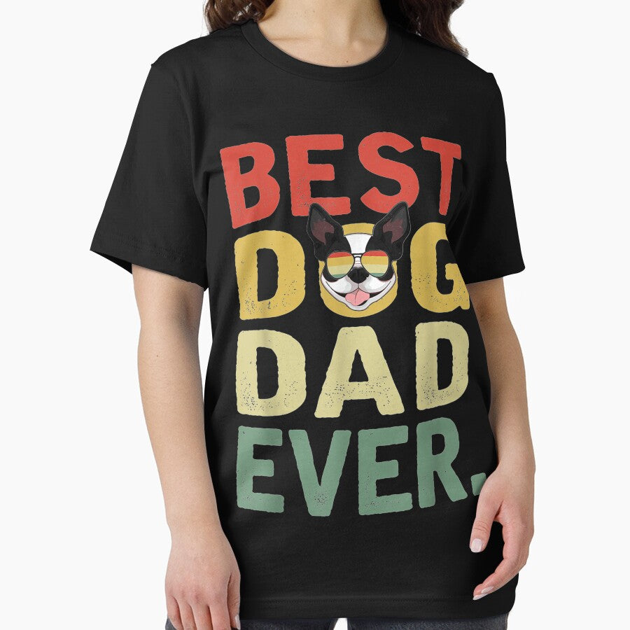 Mens Vintage Best Dog Dad Ever Gift Boston Terrier Dog Lover by ArtsByMichelle T-Shirts, Hoodie, Sweatshirt (Image 2)