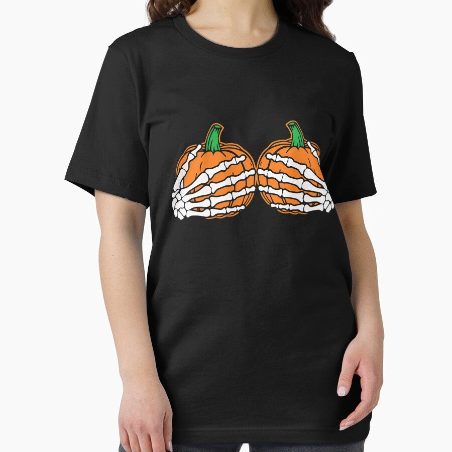 Skeleton Hands On Chest Pumpkin Funny Halloween by Teapot-art T-Shirts, Hoodie, Sweatshirt | BlankRebels.com (Image 2)