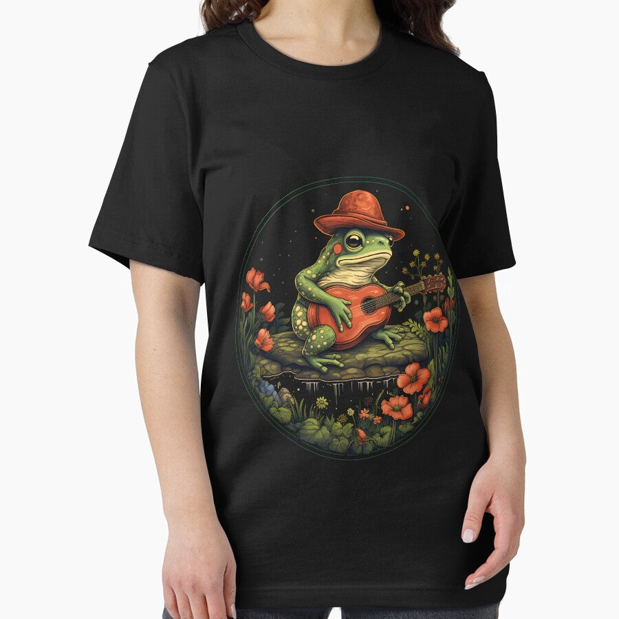 Cottagecore Aesthetic Frog Playing Banjo on Mushroom Cute by anass002 T-Shirts, Hoodie, Sweatshirt (Image 2)