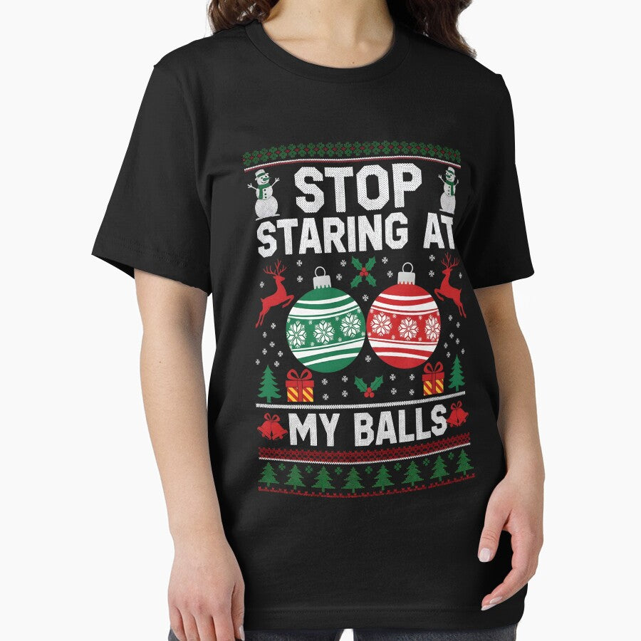 Stop Starring at My Balls - Christmas Ornament Meme by BakeryDozen T-Shirts, Hoodie, Sweatshirt | BlankRebels.com (Image 2)