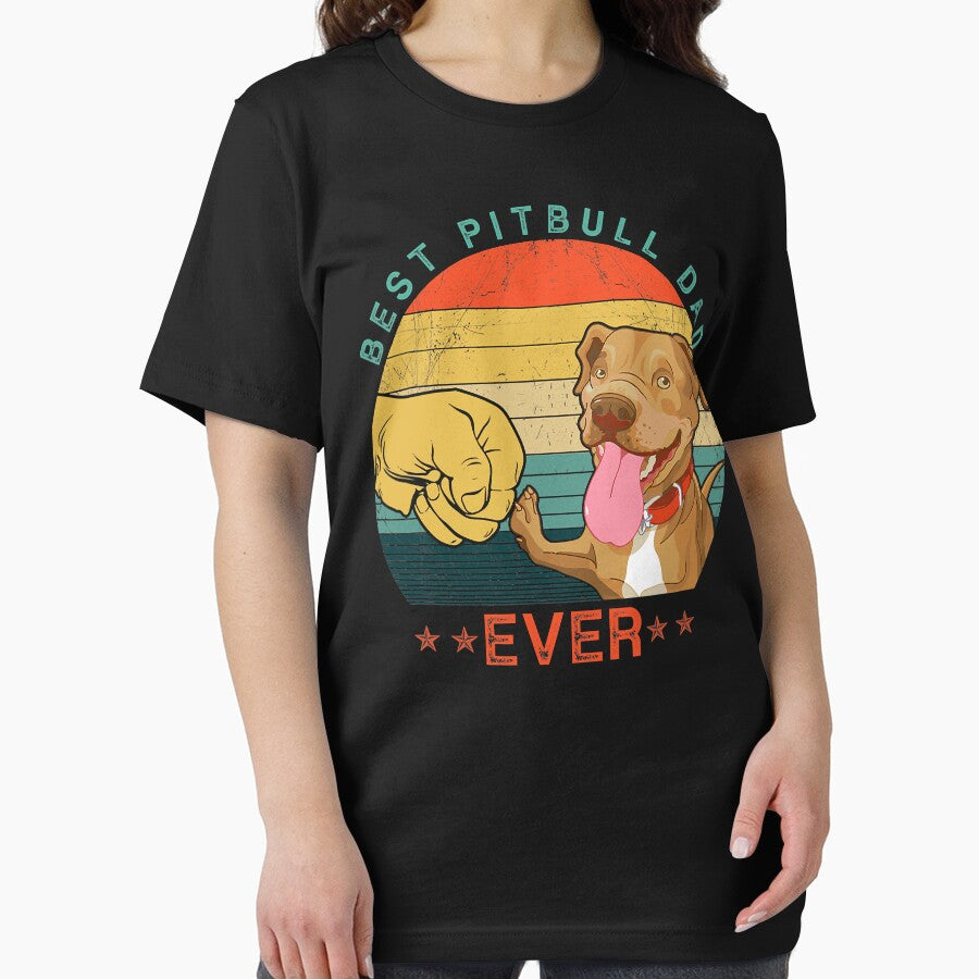 Mens Best Pitbull Dad Ever Retro Vintage Dog Dad Fathers Day by JamesClarke84 T-Shirts, Hoodie, Sweatshirt (Image 2)