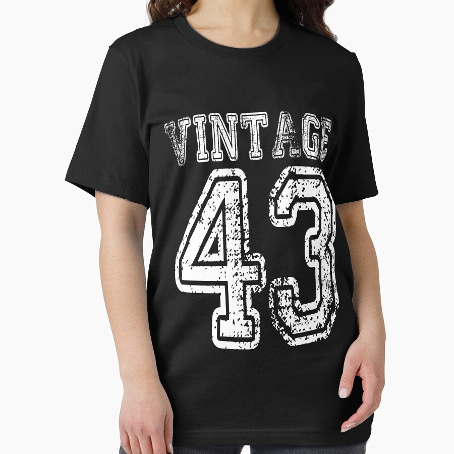 Vintage 43 1943 2043 T-shirt Birthday Gift Age Year Old Boy Girl Cute Funny Man Woman Jersey Style by... (Image 2)