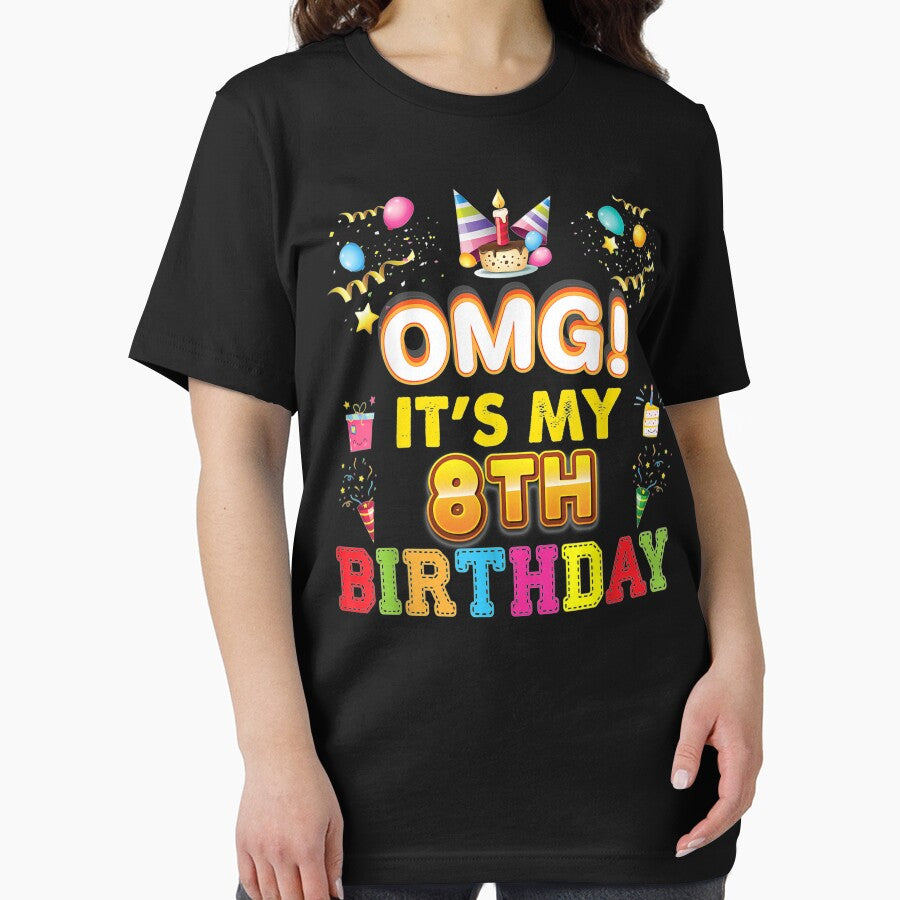 Omg It'S My 8Th Birthday Happy Vintage 8 Years Old Perfect by LcRushop T-Shirts, Hoodie, Sweatshirt (Image 2)