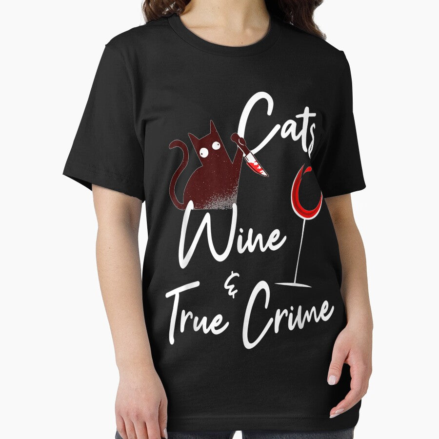 True Crime Cat Lover Wine True Crime Shows Junkie Gift by MytressArts T-Shirts, Hoodie, Sweatshirt (Image 2)