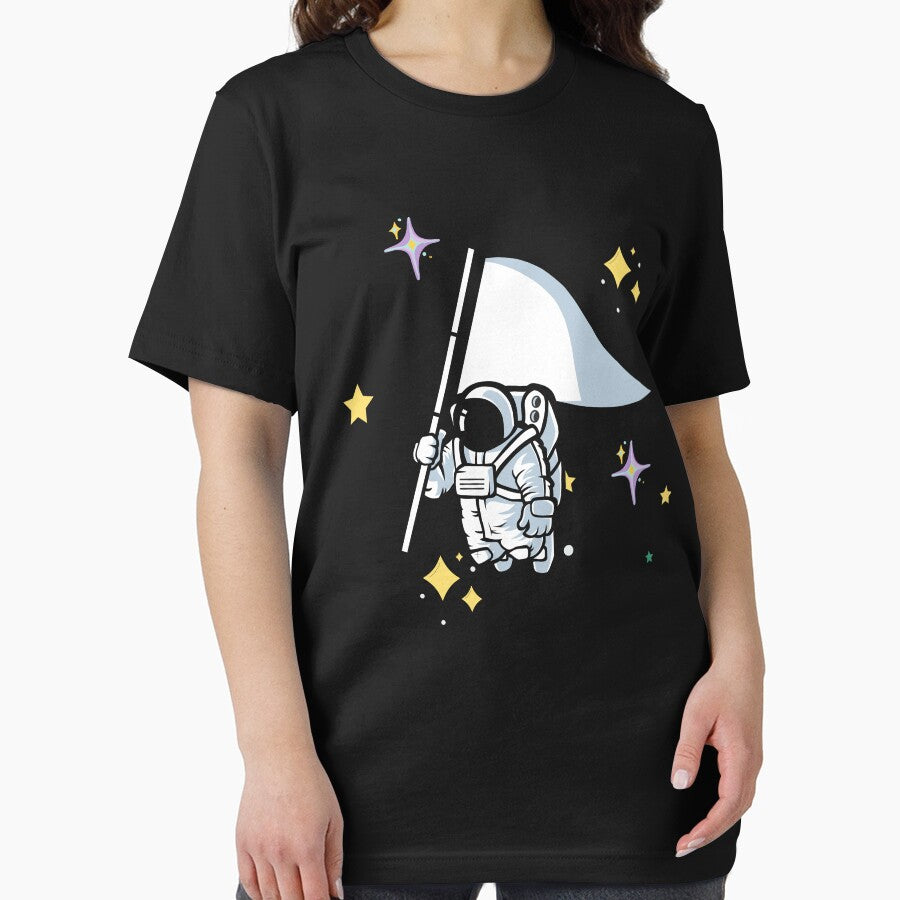 Cute Astronaut Holding Flag – Space Explorer Cartoon Illustration by ConfuseLab Alt T-Shirts, Hoodie, Sweatshirt (Image 2)