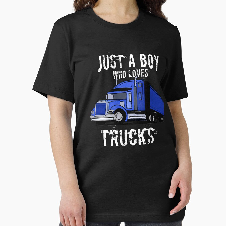 Just A Boy Who Loves Trucks Semi Truck Gift by GardNewerd T-Shirts, Hoodie, Sweatshirt | BlankRebels.com (Image 2)
