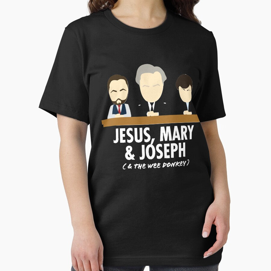 Jesus, Mary, Joseph &amp  the Wee Donkey Essential T Shirt by MonicaCook