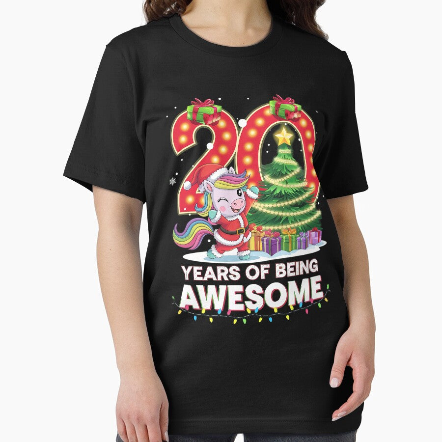 20 Years Of Being Awesome Unicorn 20th Birthday Christmas by angolinnArt T-Shirts, Hoodie, Sweatshirt (Image 2)