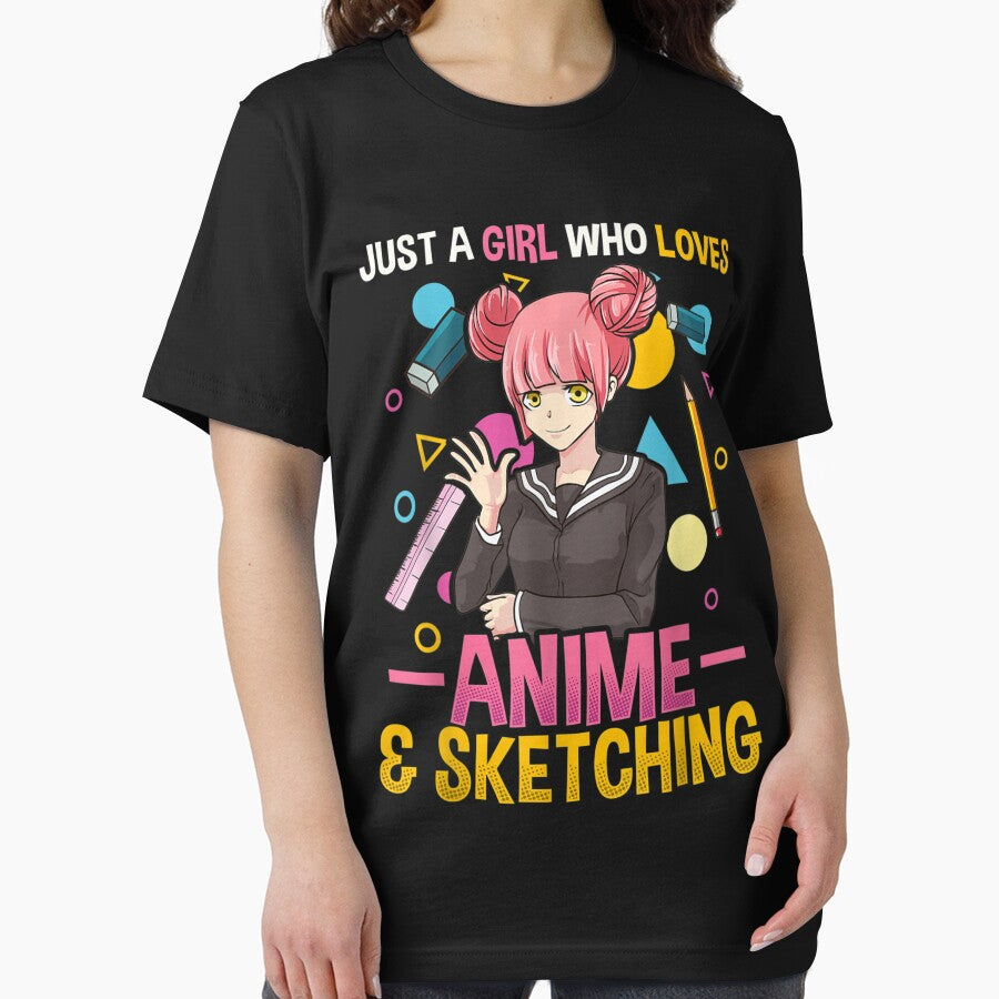 Just A Girl Who Loves Anime And Sketching Shirt Women Girls by Kelly8440
