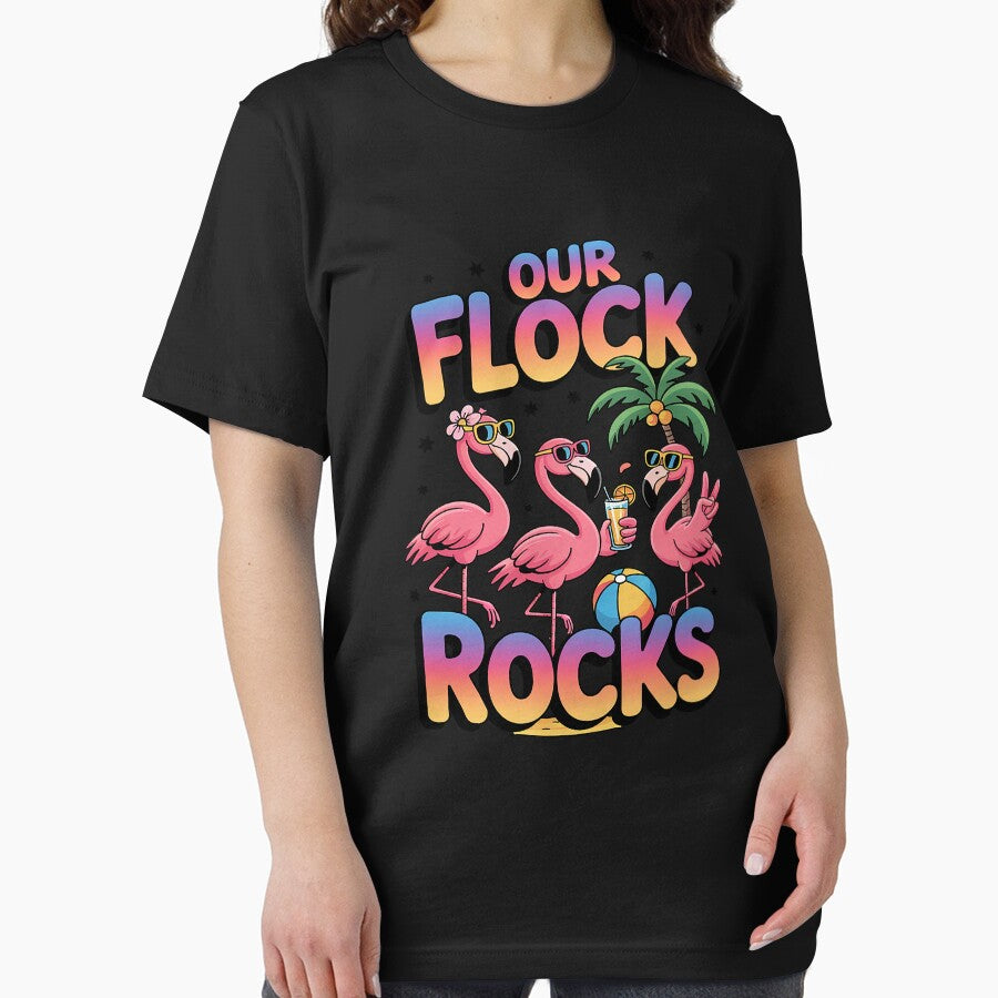 Our Flock Rocks Flamingo Summer Vacation Family Matching by JessicaWalshdf T-Shirts, Hoodie, Sweatshirt (Image 2)