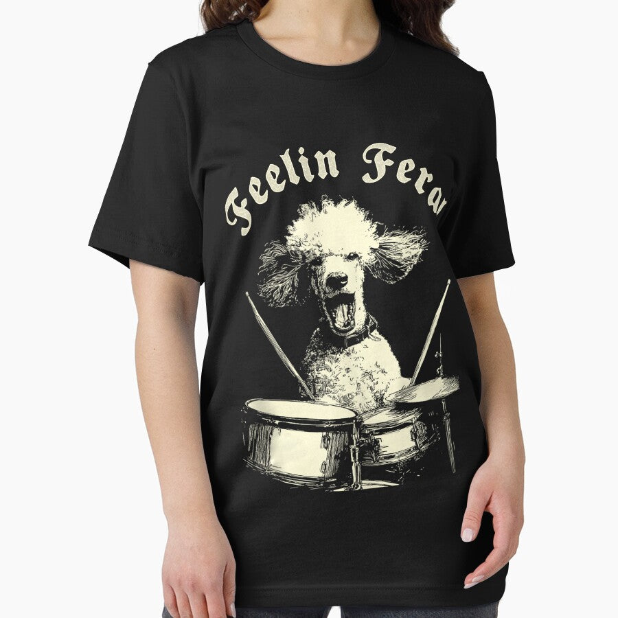 Feelin Feral For Vintage Cute Poodle Playing Drums Funny Music Dog Drummer by MOHAMED FRASER