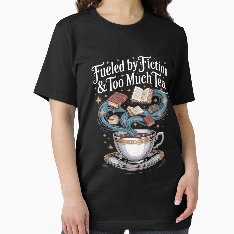 Fiction Book Lover Fueled By Fiction Too Much Tea by August4Laughs25 T-Shirts, Hoodie, Sweatshirt | BlankRebels.com (Image 2)