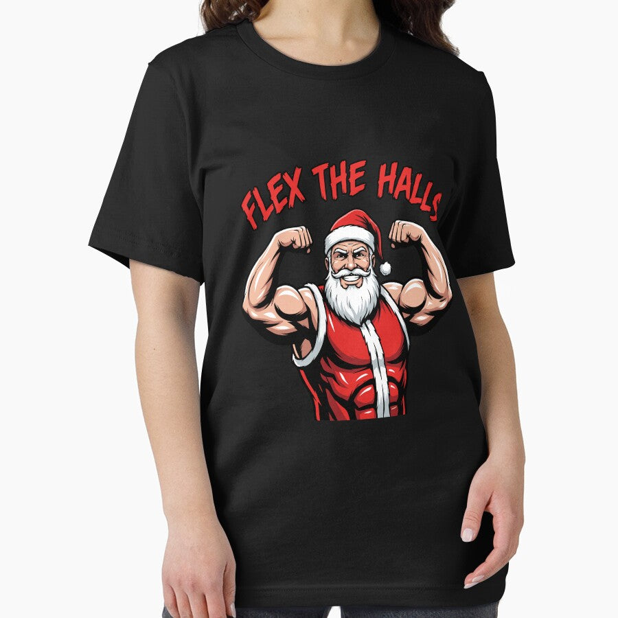 Flex The Halls Santa Gym Christmas Funny Workout Gear by DynamicDesign T-Shirts, Hoodie, Sweatshirt (Image 2)