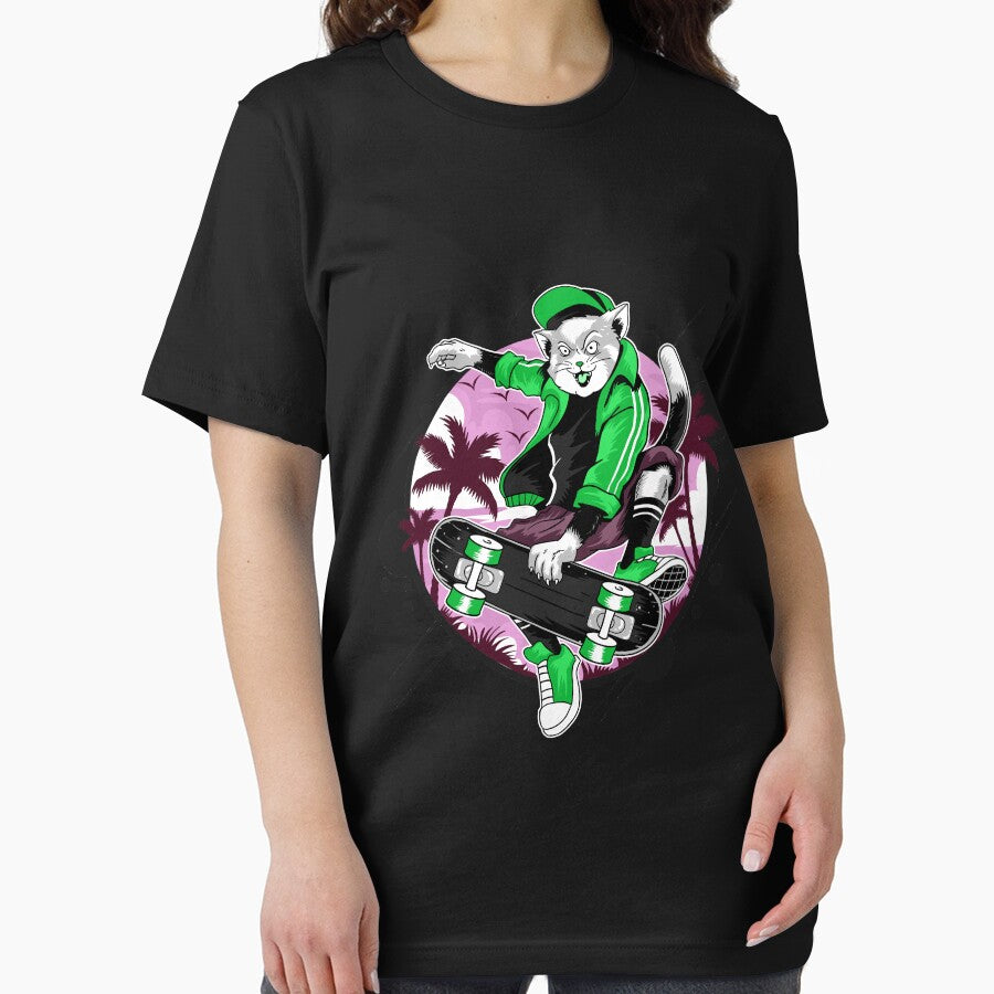Fierce cat on skateboard in green by urban-color T-Shirts, Hoodie, Sweatshirt | BlankRebels.com (Image 2)