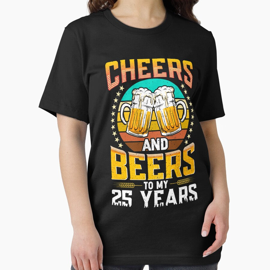 Vintage 1995 Cheers And Beers To My 25 Years Birthday Gifts by topdesignarts T-Shirts, Hoodie, Sweatshirt (Image 2)