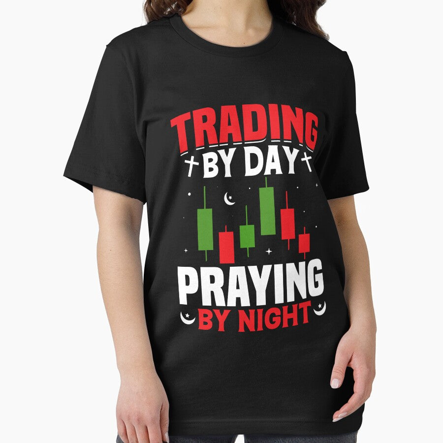 Trading by Day, Praying by Night – Funny Trader Candlestick Chart Design by LineandThread T-Shirts, Hoodie,... (Image 2)