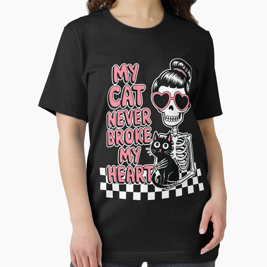 My Cat Never Broke My Heart – Cute Skeleton Girl & Black Cat by Artorik T-Shirts, Hoodie, Sweatshirt (Image 2)