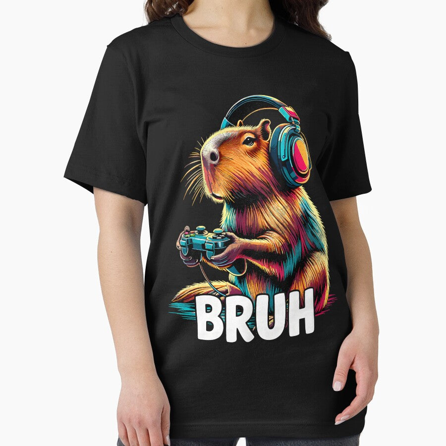 Bruh Capybaras Funny Video Games Capybara Gamer Gaming T-Shirts, Hoodie, Sweatshirt