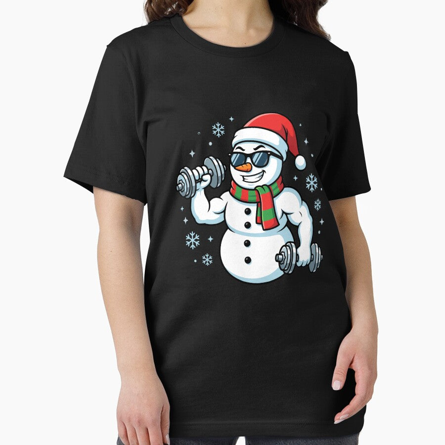 Christmas Snowman Weightlifter Gym Funny Workout Gear by DynamicDesign T-Shirts, Hoodie, Sweatshirt (Image 2)