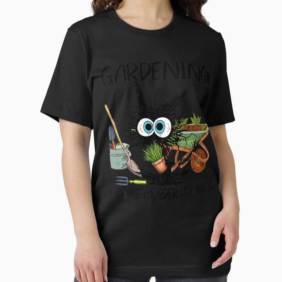 Black Cat Do Gardening Because Murder Is Wrong by EvelineCrooks10 T-Shirts, Hoodie, Sweatshirt | BlankRebels.com (Image 2)