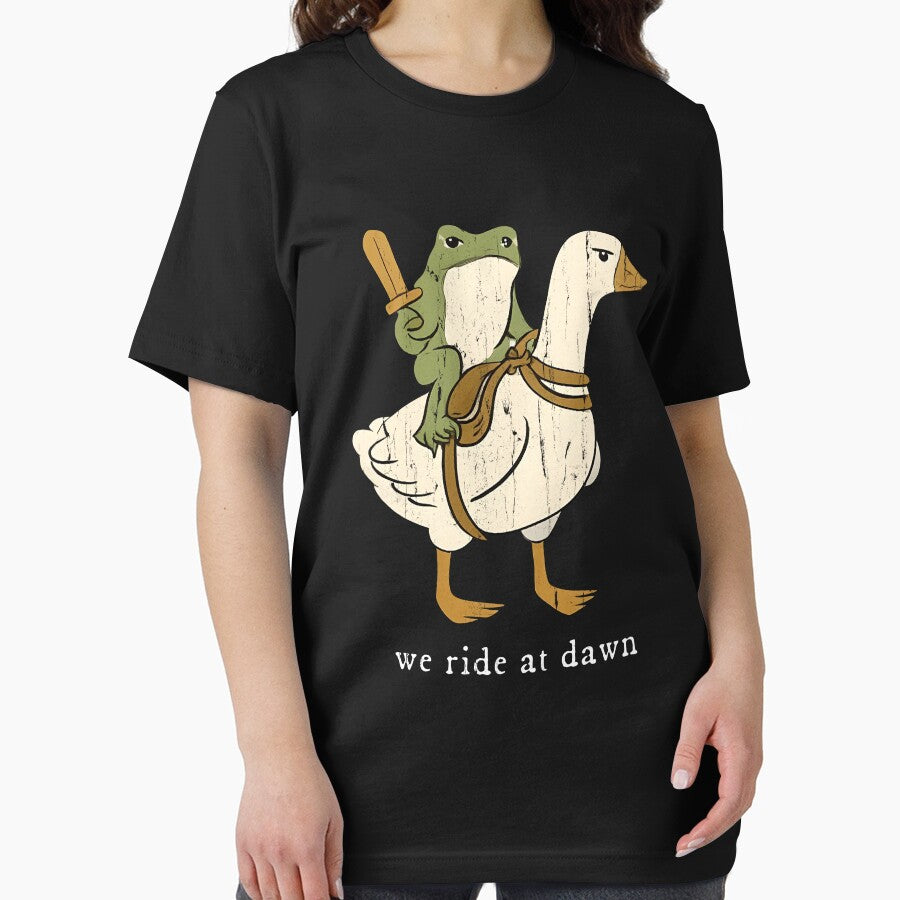 We Ride at Dawn Funny Frog Knight Riding Goose Meme by Torionrad T-Shirts, Hoodie, Sweatshirt | BlankRebels.com (Image 2)