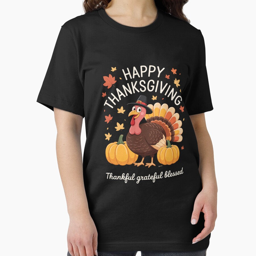 Thankful Grateful Blessed Happy Thanksgiving Turkey Womens by ryukaizox1 T-Shirts, Hoodie, Sweatshirt (Image 2)
