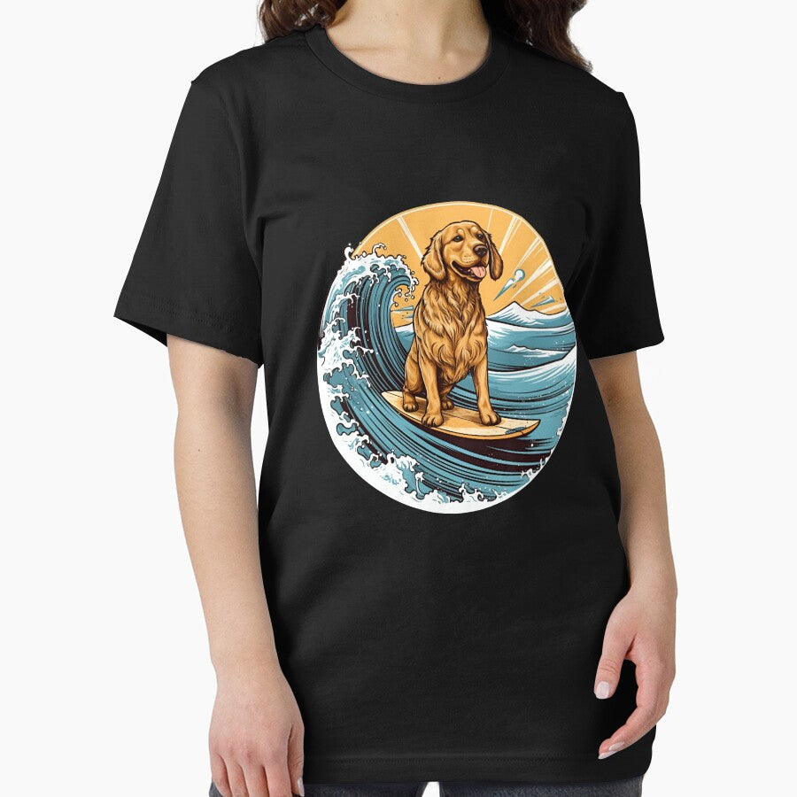 Golden Retriever Funny Surfing in the Sea Waves by MysteriousJ T-Shirts, Hoodie, Sweatshirt | BlankRebels.com (Image 2)