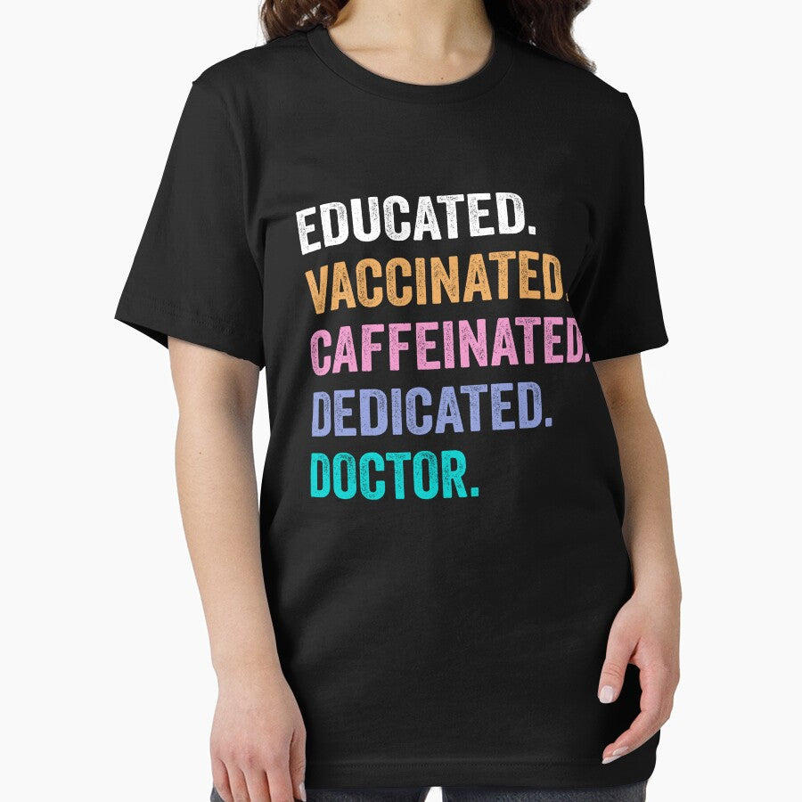 Educated Vaccinated Caffeinated Dedicated doctor shirt, Funny doctor Christmas Gift by xlnv Hoodie, Sweatshirt (Image 2)