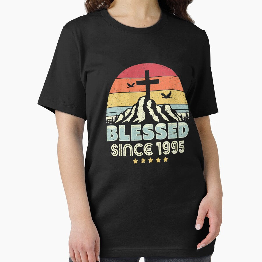 Blessed Since 1995 Print. Vintage, Christian Birthday Gift Graphic by PackAPunch T-Shirts, Hoodie, Sweatshirt (Image 2)