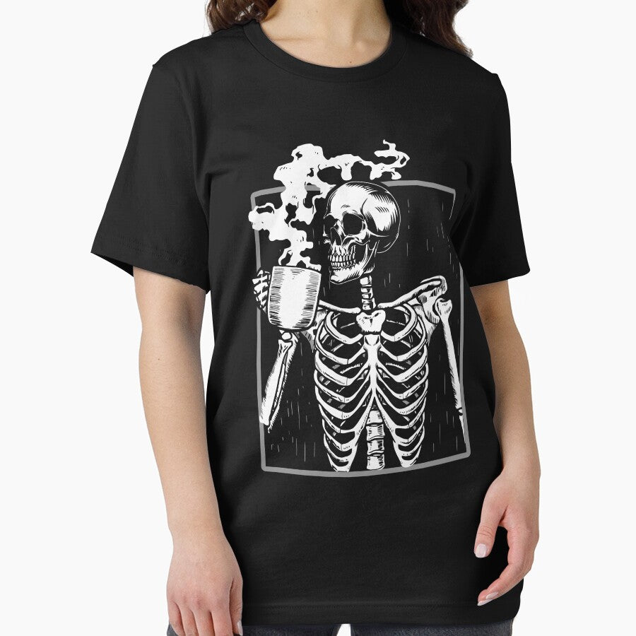 Skeleton Skull Drinking Coffee Funny Halloween by Teapot-art T-Shirts, Hoodie, Sweatshirt | BlankRebels.com (Image 2)