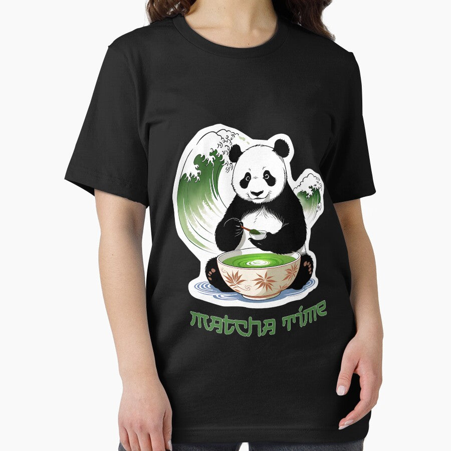 Matcha Time - Panda & Green Tea T-Shirt - Japanese Ukiyo-e Art by ChibiPandaArt Hoodie, Sweatshirt (Image 2)
