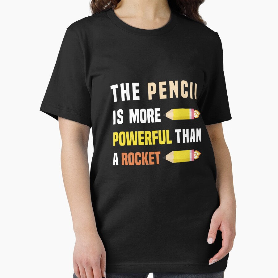 The pencil is more powerful than a rocket, Funny Back to school by Aimyashoppy T-Shirts, Hoodie, Sweatshirt (Image 2)