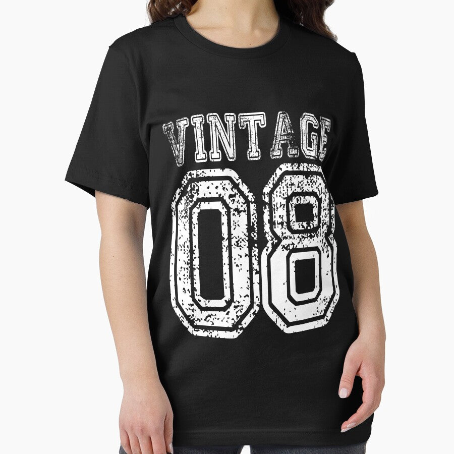 Vintage 08 2008 T-shirt Birthday Gift Age Year Old Boy Girl Cute Funny Man Woman Jersey Style by arcadetoystore... (Image 2)