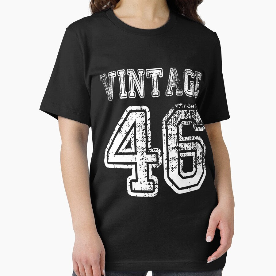 Vintage 46 1946 2046 T-shirt Birthday Gift Age Year Old Boy Girl Cute Funny Man Woman Jersey Style by... (Image 2)