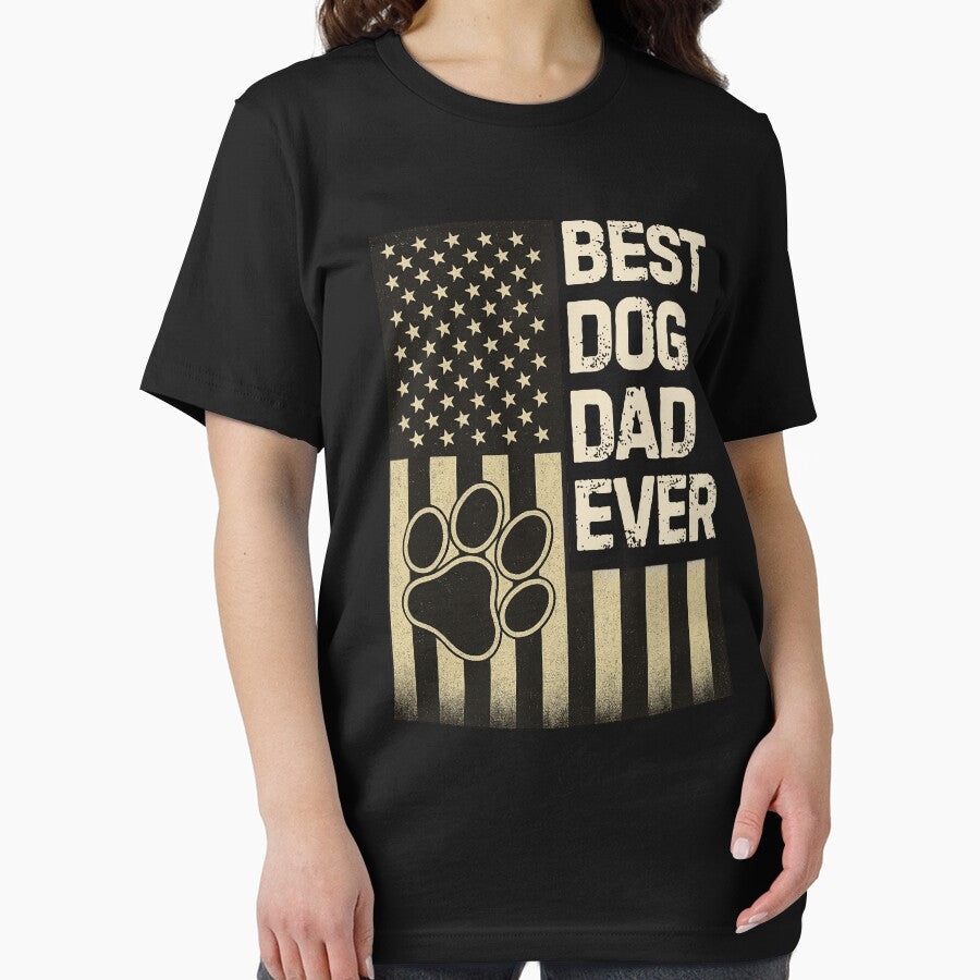 Best Dog Dad Ever American Flag Paw Print Design by flagylART T-Shirts, Hoodie, Sweatshirt | BlankRebels.com (Image 2)