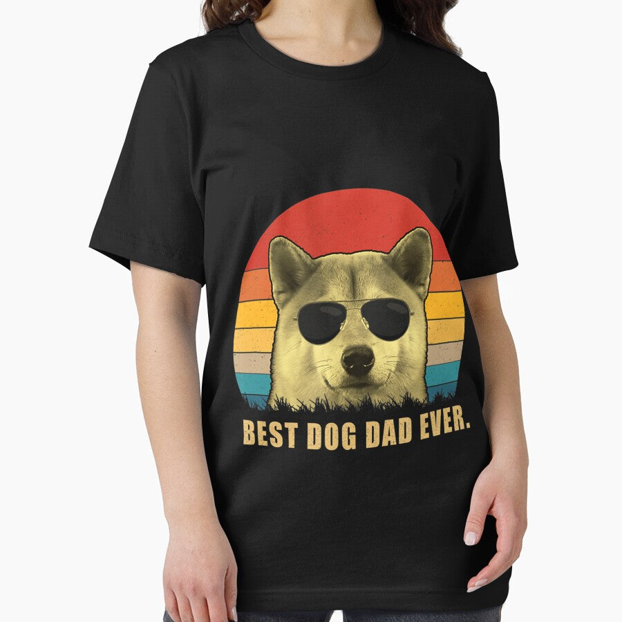 Vintage Best Dog Dad Ever T shirt Shiba Inu Shirts T-Shirt by LuciaTran82331