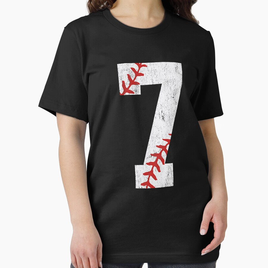 Number 7 Vintage 7th Birthday Baseball Lover 7 Years Old by MichelSorour T-Shirts, Hoodie, Sweatshirt (Image 2)