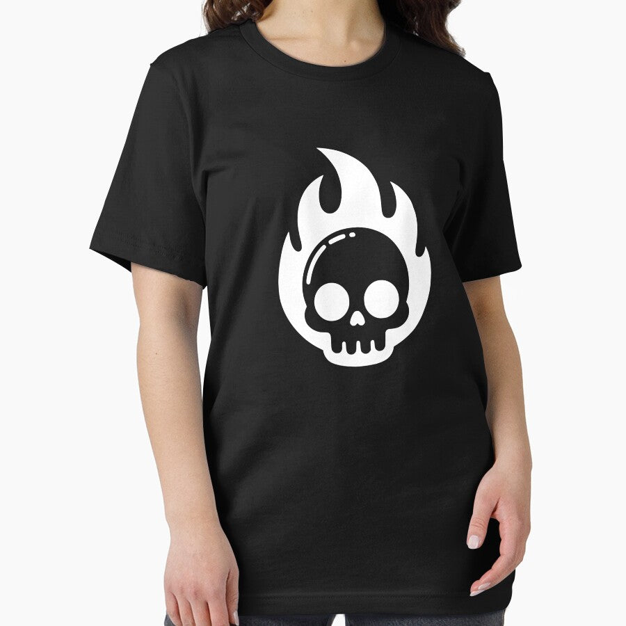 Cute Flaming Skull Minimal Design White by Skulls & Calaveras T-Shirts, Hoodie, Sweatshirt | BlankRebels.com (Image 2)