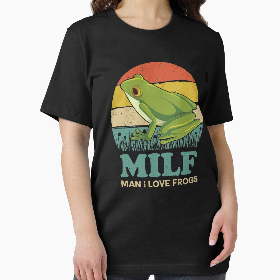 Man I Love Frogs MILF Retro Vintage Sunset Frog Lovers by GravitiTees T-Shirts, Hoodie, Sweatshirt (Image 2)