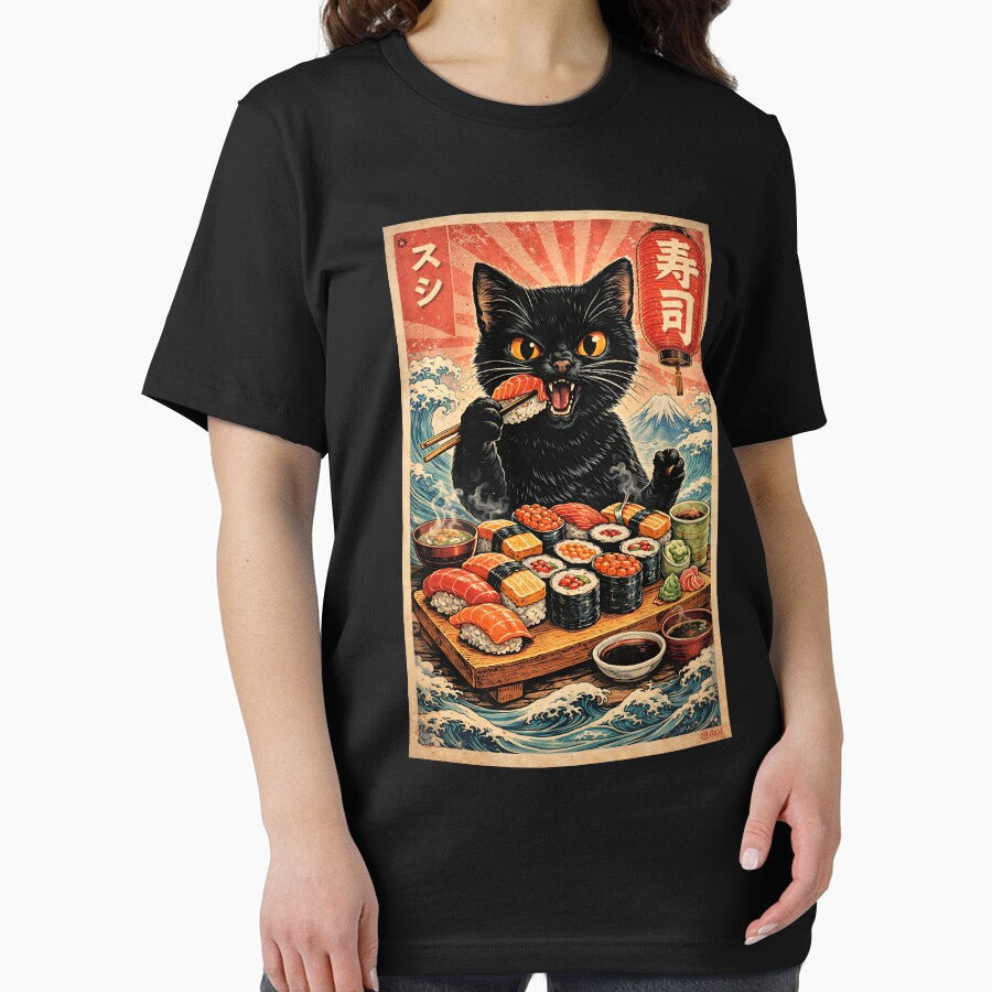 Cute Kawaii Sushi Cat Funny Japanese Cat Eating Sushi by PATTERN-ZART T-Shirts, Hoodie, Sweatshirt (Image 2)