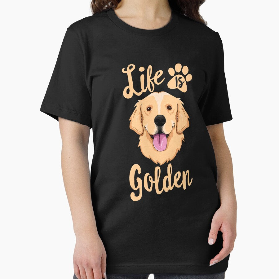 Life Is Golden Retriever T-Shirt Women Kids Dog Owner Gift by 14thFloor
