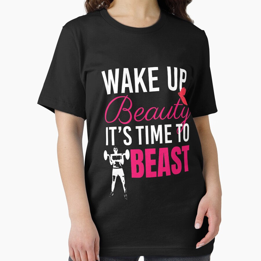 Wake Up Beauty its time to Beast | gym shirts | men fitness | funny exercise shirt | funny fitness shirts |... (Image 2)