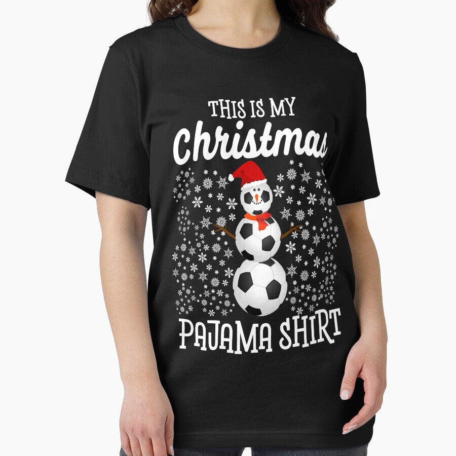 This Is My Christmas Pajama Shirt Funny Soccer Snowman by cimibaka25