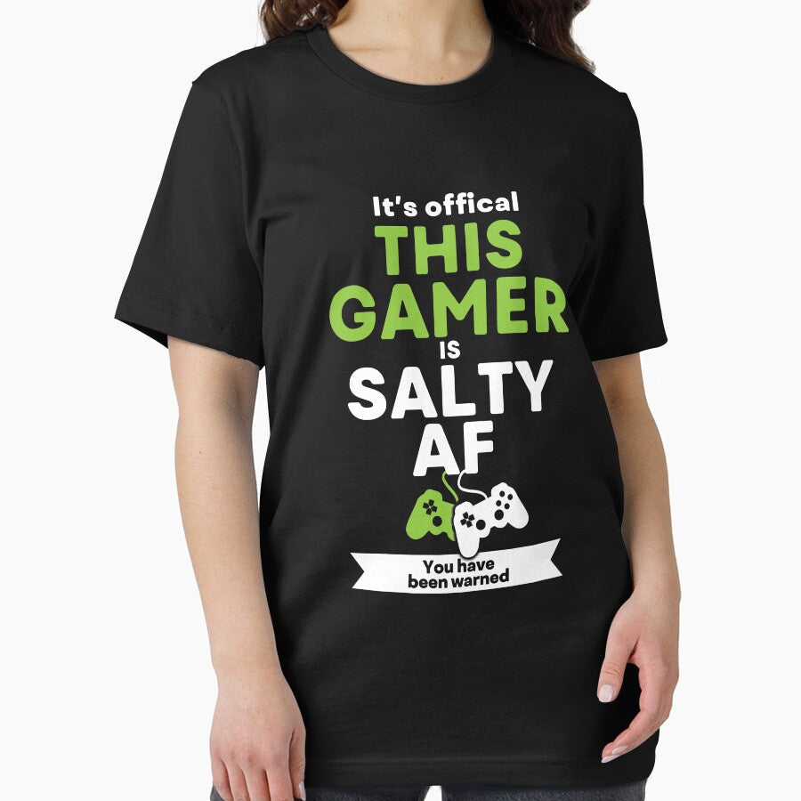 Funny video gamer t-shirt and gift ideaS saying 'This gamer is salty AF you have been warned' by GameOnGifts... (Image 2)